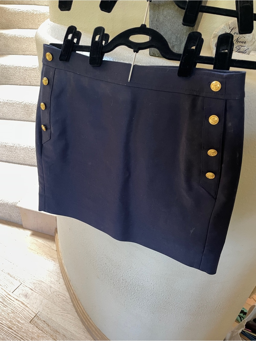 Women’s Navy Button-Accent Mini Skirt